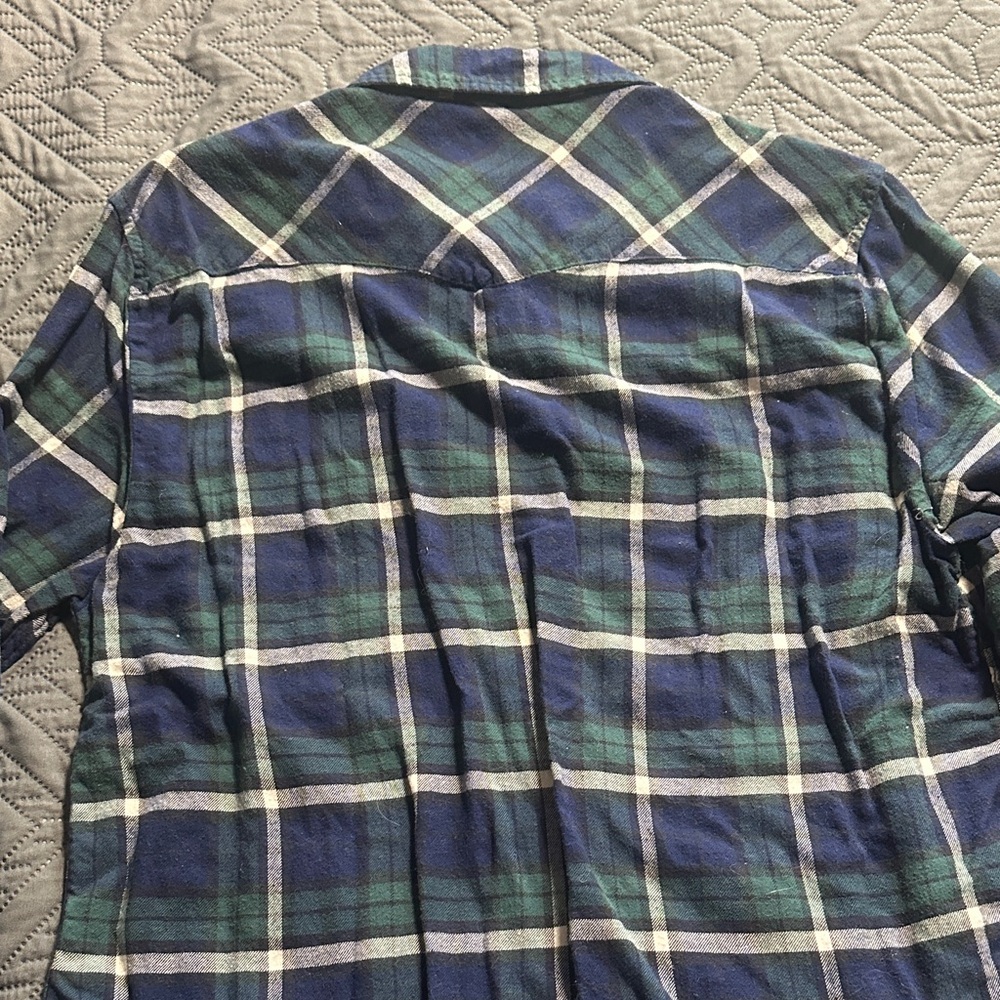 JACHS Girlfriend Navy and Forest Plaid Shirt - Picture 3 of 3